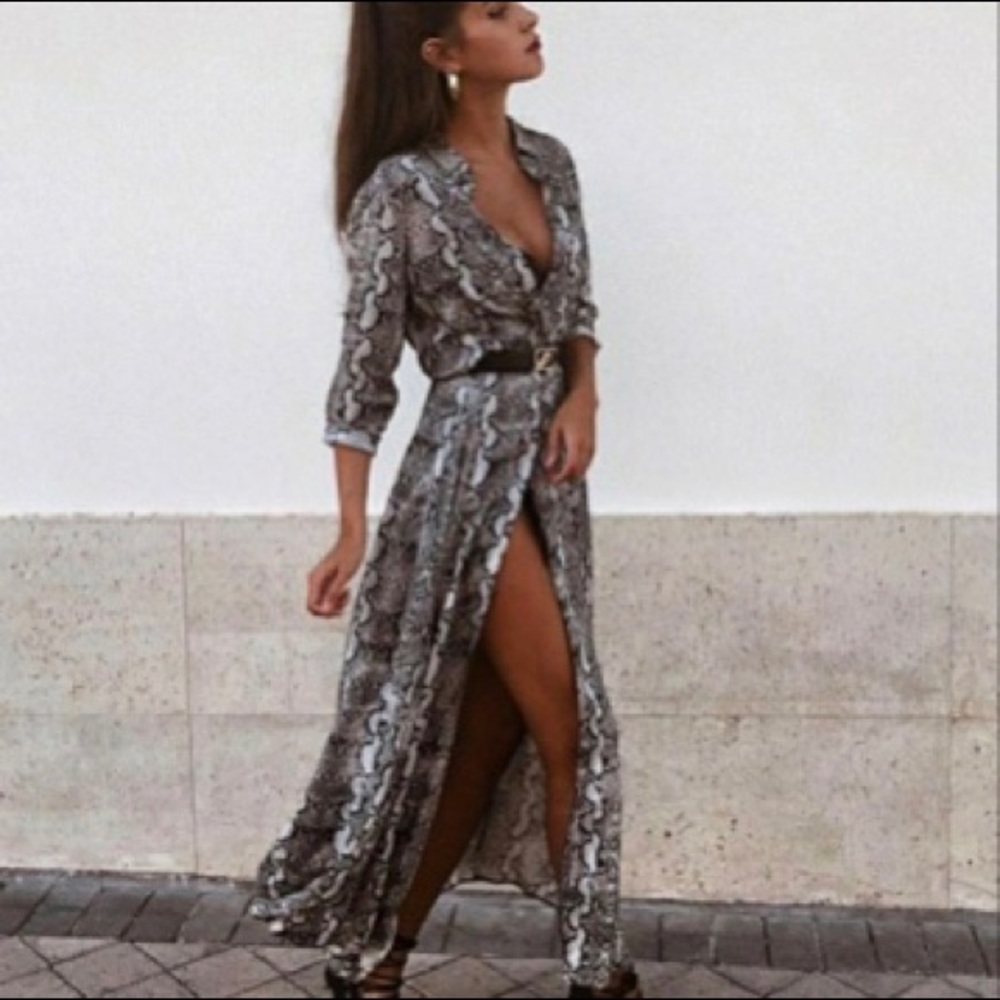 Zara Maxi Dress Animal Print Croco/ Snake Skin